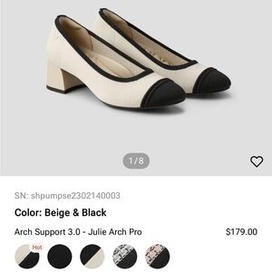 Vivaia Cream and Black Heels Almond Toe Chunky Heels